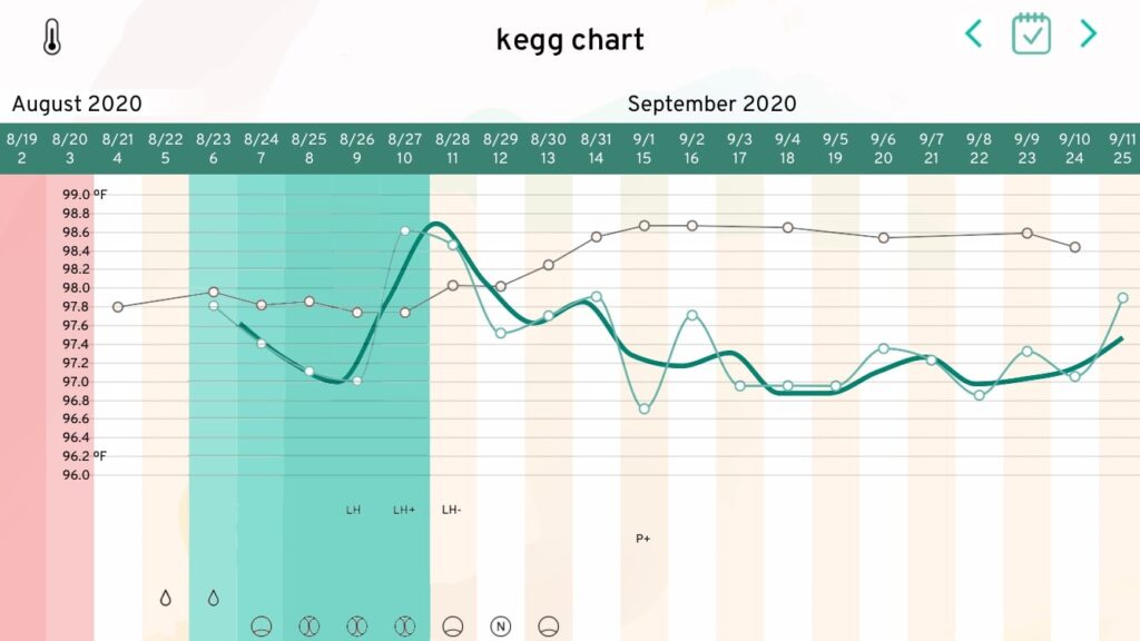 kegg chart with temperature and cervical mucus readings