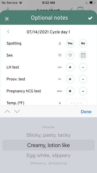 optional notes kegg fertility tracking